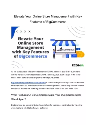 Elevate Your Online Store Management with Key Features of BigCommerce