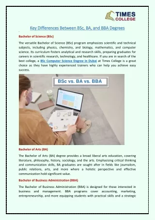 Key Differences Between BSc, BA, and BBA Degrees