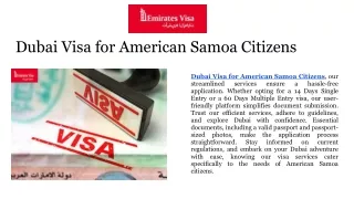 Dubai Visa for American Samoa Citizens