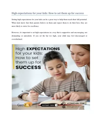 High expectations for your kids - How to set them up for success