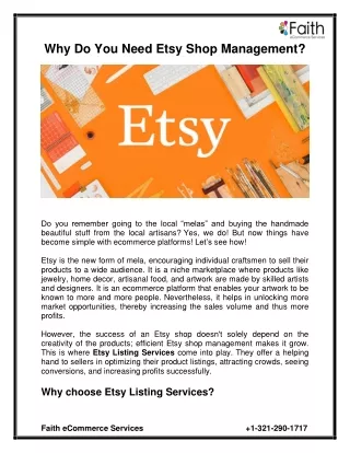 Why do you need Etsy Shop Management