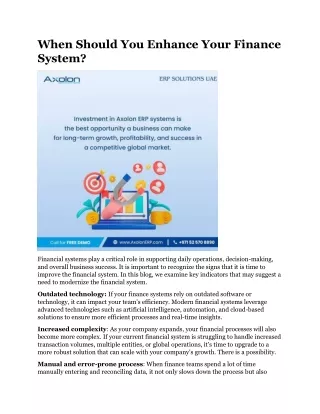When Should You Enhance Your Finance System