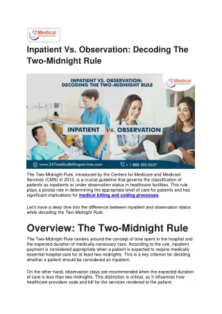 Inpatient Vs Observation Decoding The Two-Midnight Rule