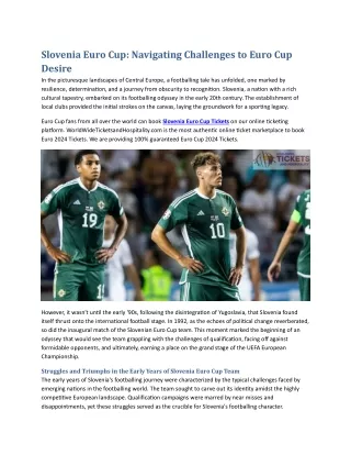 Slovenia Euro Cup Team Navigating Challenges to Euro Cup Desire