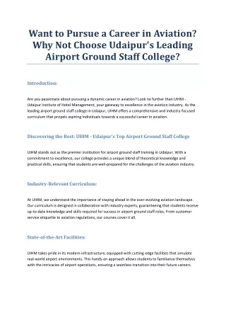 Want to Pursue a Career in Aviation?