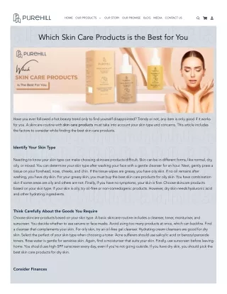 Which Skin Care Products is the Best for You