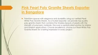 Verified Pearl White Poly Granite Sheets Exporter