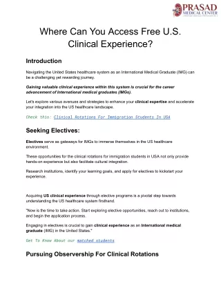 Where Can You Access Free U.S. Clinical Experience_