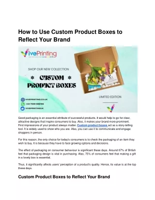 How to Use Custom Product Boxes to Reflect Your Brand