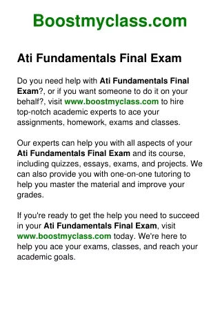 Ati Fundamentals Final Exam