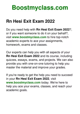 Rn Hesi Exit Exam 2022