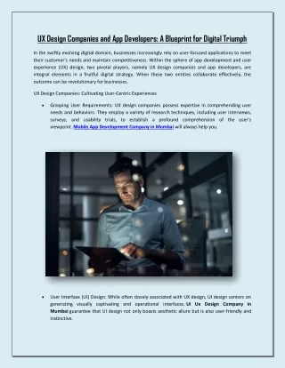 UX Design Companies and App Developers A Blueprint for Digital Triumph