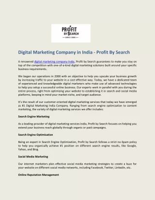 Digital Marketing Company in India - Profit By Search