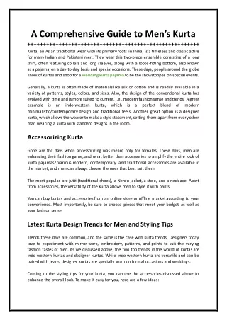 A Comprehensive Guide to Mens Kurta