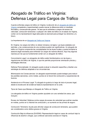 Abogado de Tráfico en Virginia_ Defensa Legal para Cargos de Tráfico