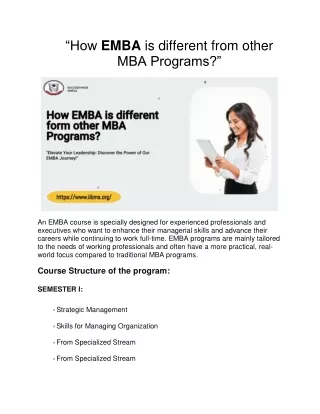 How EMBA is different from other MBA Programs?