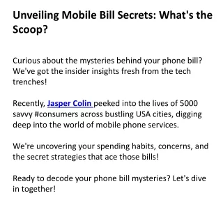 Unveiling Mobile Bill Secrets What's the Scoop