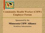 Community Health Worker CHW Employer Forum