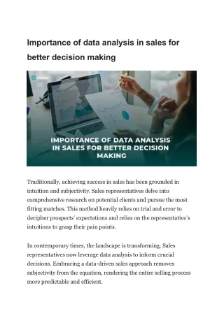 Importance of data analysis in sales for better decision making