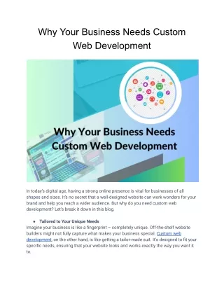 Why Your Business Needs Custom Web Development