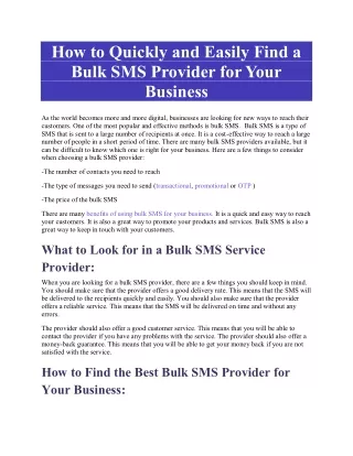 How to Quickly and Easily Find a Bulk SMS Provider for Your Business