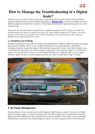 How to Manage the Troubleshooting of a Digital Scale