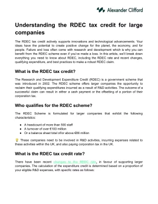 Understanding the RDEC tax credit for large companies