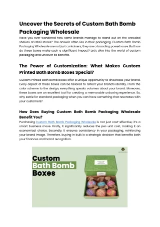 Uncover the Secrets of Custom Bath Bomb Packaging Wholesale