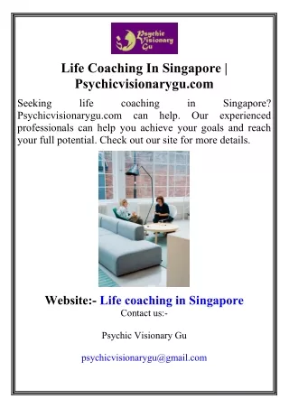 Life Coaching In Singapore  Psychicvisionarygu.com