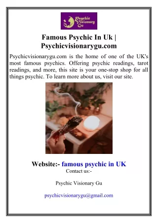 Famous Psychic In Uk  Psychicvisionarygu.com