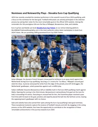27WTH-Nominees and Noteworthy Plays - Slovakia Euro Cup Qualifying