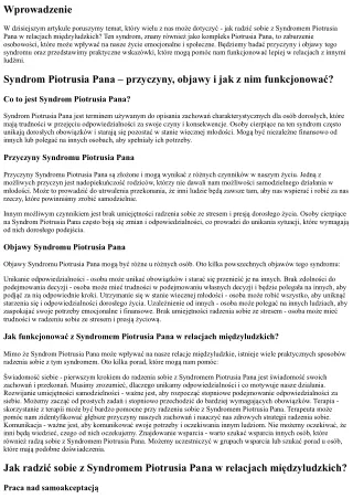 Jak radzić sobie z Syndromem Piotrusia Pana w relacjach międzyludzkich?