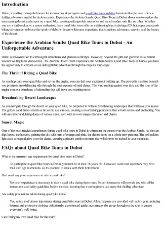 Experience the Arabian Sands: Quad Bike Tours in Dubai