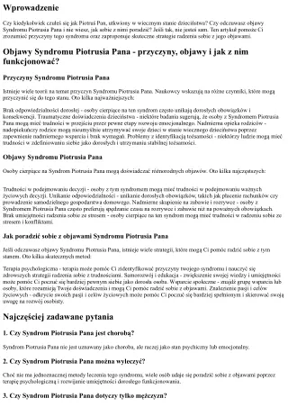 Objawy Syndromu Piotrusia Pana i jak sobie z nimi poradzić?