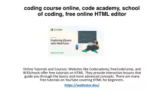 coding course online, code academy, school of coding, free online HTML editor