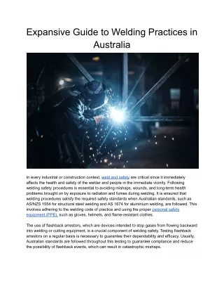 Expansive Guide to Welding Practices in Australia