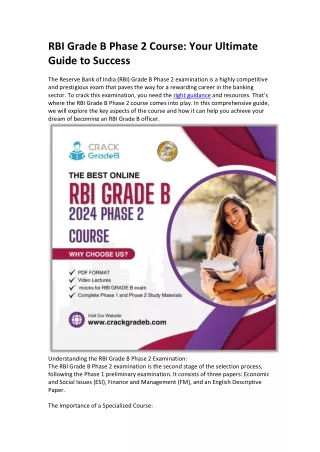 RBI Grade B Phase 2 Course Your Ultimate Guide to Success