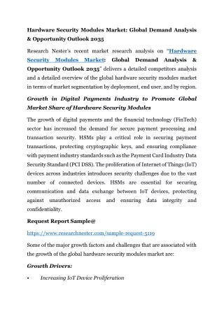 Hardware Security Modules Market: Global Demand Analysis & Opportunity 2035