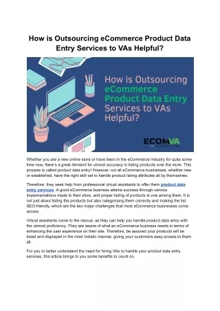 How is Outsourcing eCommerce Product Data Entry Services to VAs Helpful?