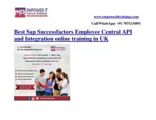 Best Sap Successfactors Employee Central API and Integration online training in UK