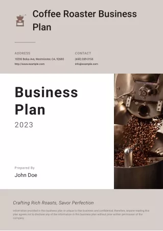 Coffee Roaster Business Plan Example Template