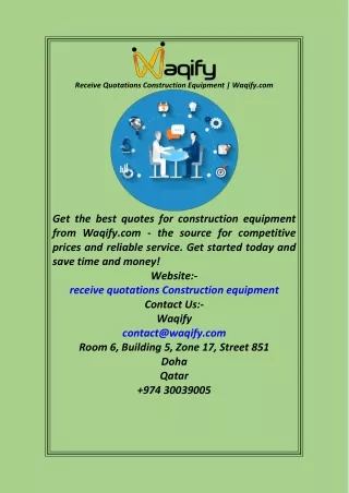 Receive Quotations Construction Equipment  Waqify.com