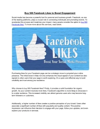 Buy 500 Facebook Likes to Boost Engagement