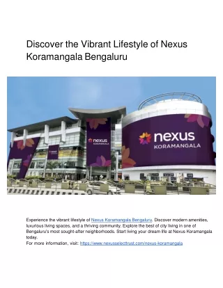 Experience Luxury Shopping at Nexus Koramangala Bengaluru & Nexus Centre City