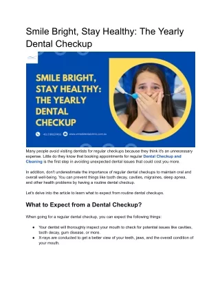 Smile Bright, Stay Healthy: The Yearly Dental Checkup