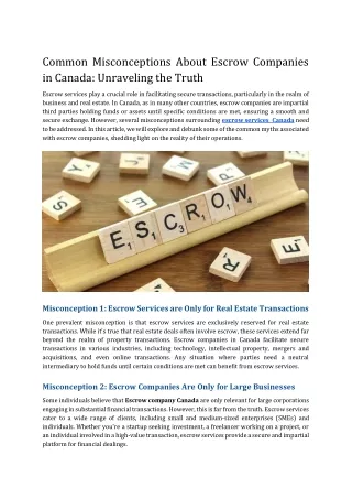 Common Misconceptions About Escrow Companies in Canada_ Unraveling the Truth