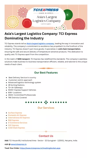 Asia's Largest Logistics Company TCI Express