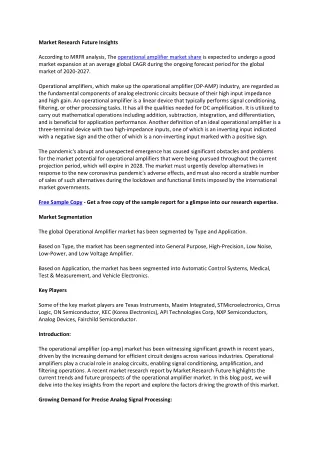 Operational Amplifier (OP-AMP) Market