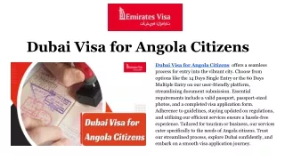 Dubai Visa for Angola Citizens