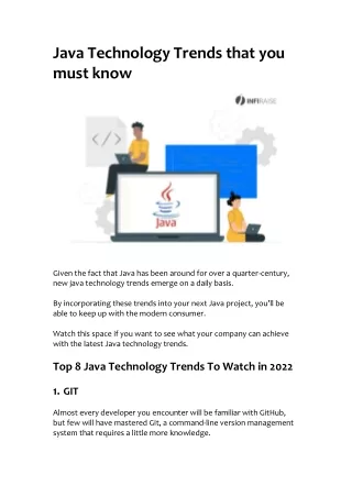 Java Technology Trends that you must know